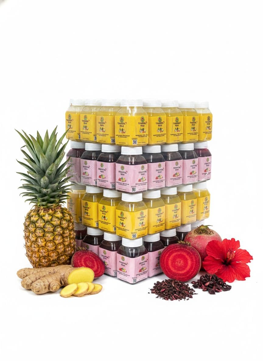 Turmeric‑Pineapple Shot. Pack of 32 bottles of 4oz